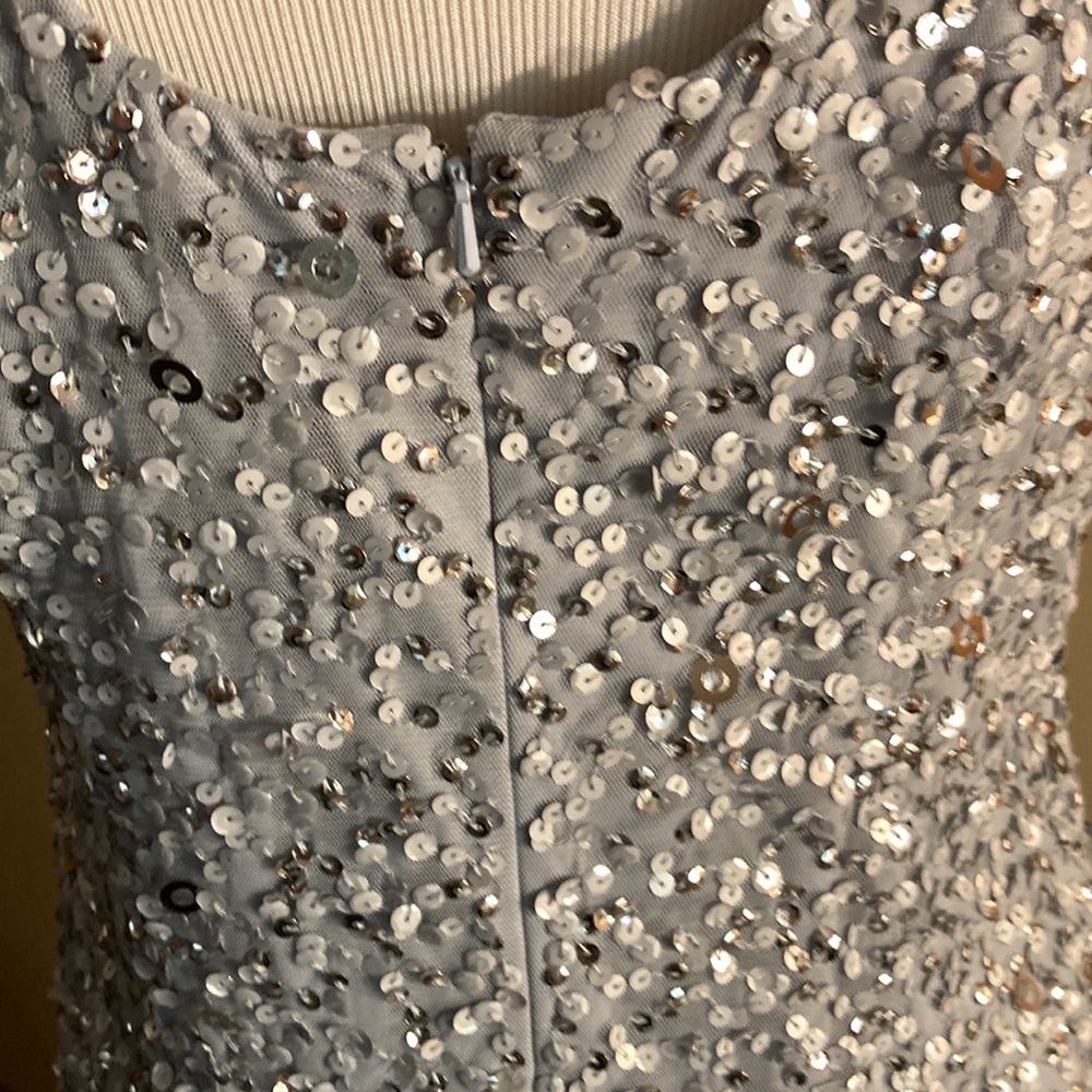 Adrianna Papell platinum beaded sequin dress sz 10 - Picture 7 of 8
